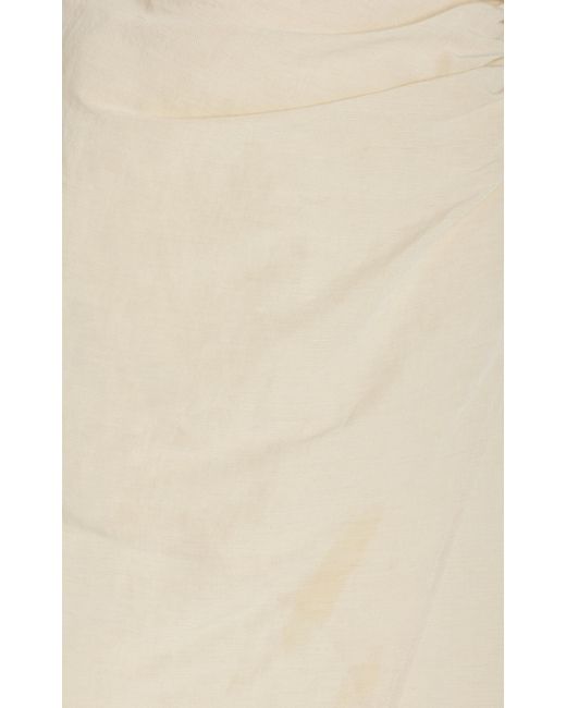 Matthew Bruch Natural Wrapped Linen-blend Midi Skirt