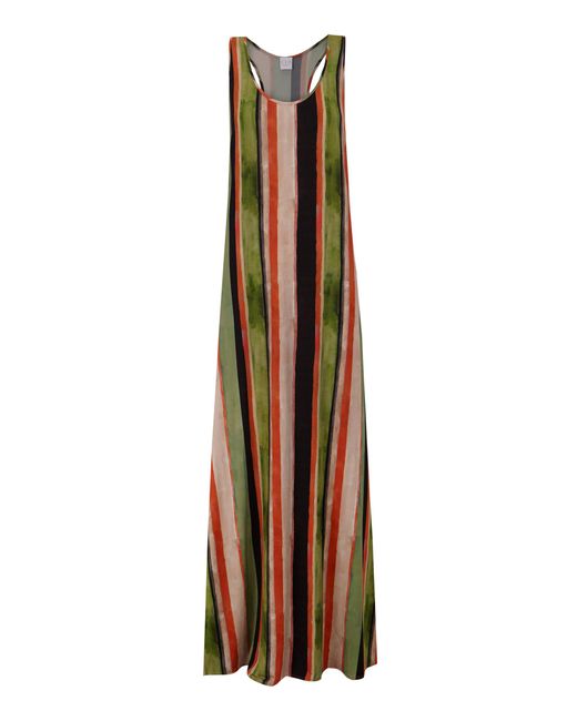 CLO Brown Ava Scarf-Detailed Silk Maxi Dress