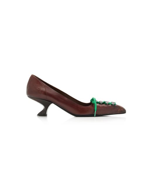 Prada Brown Antiqued Leather Pumps