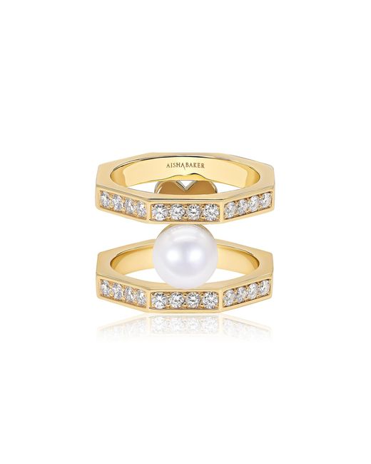 Aisha Baker Metallic Mermaid 18K; Diamond And Pearl Ring