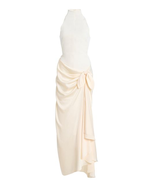 Harithand White Exclusive Draped Midi Dress