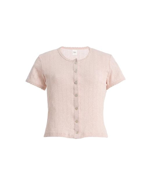 Leset Pink Pointelle-Knit Cotton Short-Sleeve Cardigan