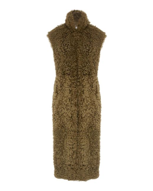 Zimmermann Green Clash Shearling Longline Vest