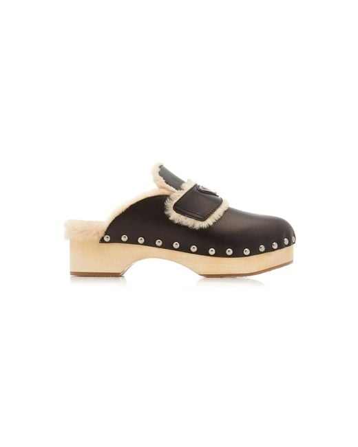 Fur lined leather discount clogs