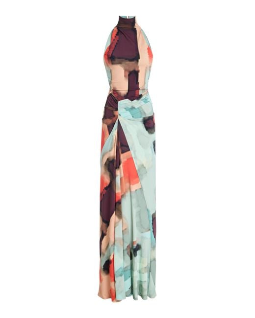 Silvia Tcherassi White Exclusive Frances Open-Back Printed Jersey Maxi Dress