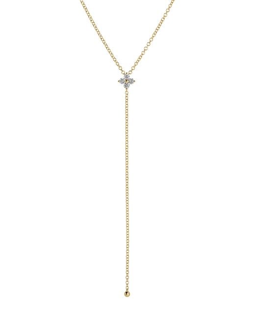 EF Collection Metallic Fleur 14K Diamond Lariat Necklace