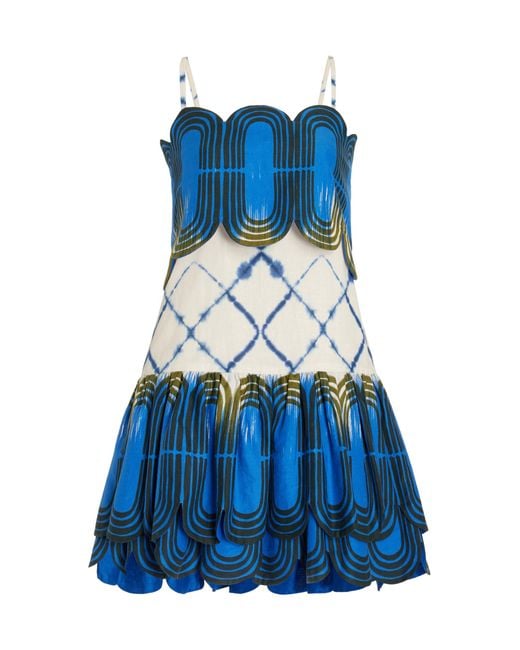 Alexis Blue Bettina Linen-cotton Mini Dress