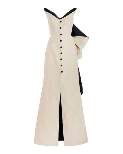 Rosie Assoulin Natural Mother Of Buttons Bow-detailed Cotton Gown
