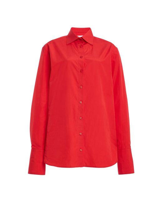 Brandon Maxwell Red The Francesca Cotton Shirt