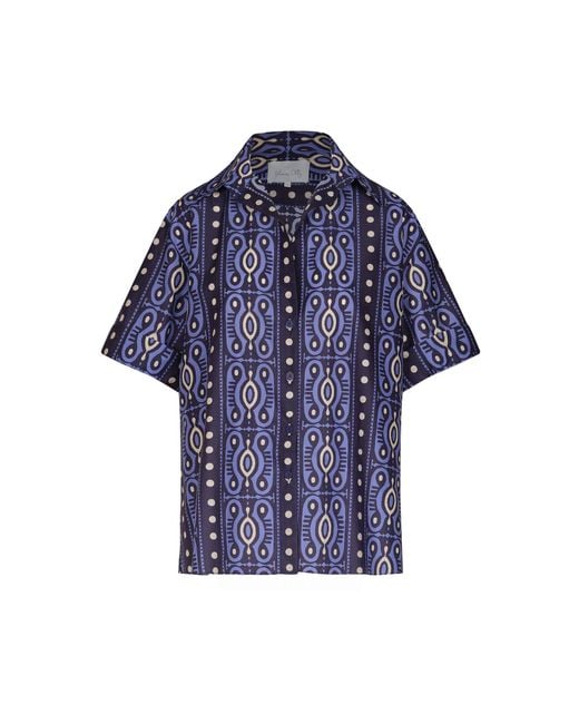 Johanna Ortiz Blue Salty Promises Cotton Poplin Shirt
