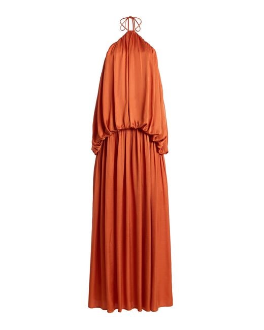Third Form Orange Dreamt Satin Maxi Halter Dress