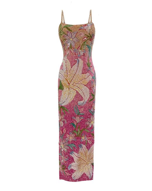 La Fuori White Sunrise Lily Field Embellished Dress