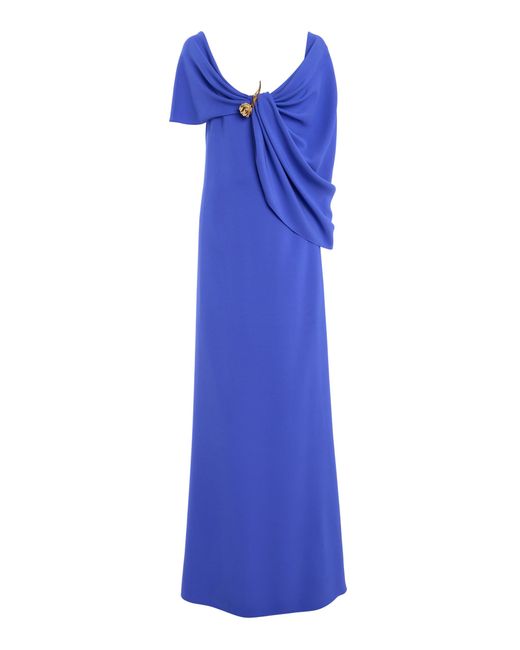 Oscar de la Renta Blue Draped Georgette Caftan
