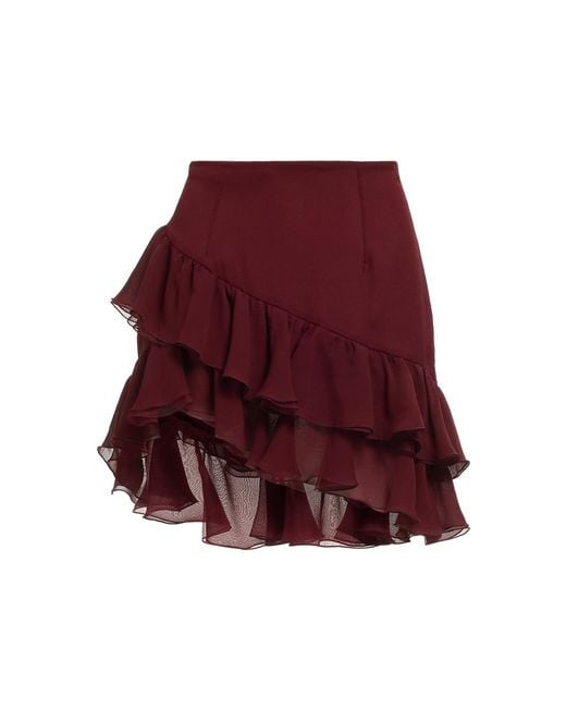 Elie Saab Red Drop Waist Ruffled Silk Mini Skirt