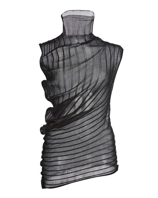 Victoria Beckham Black Sheer-Knit Sleeveless Top
