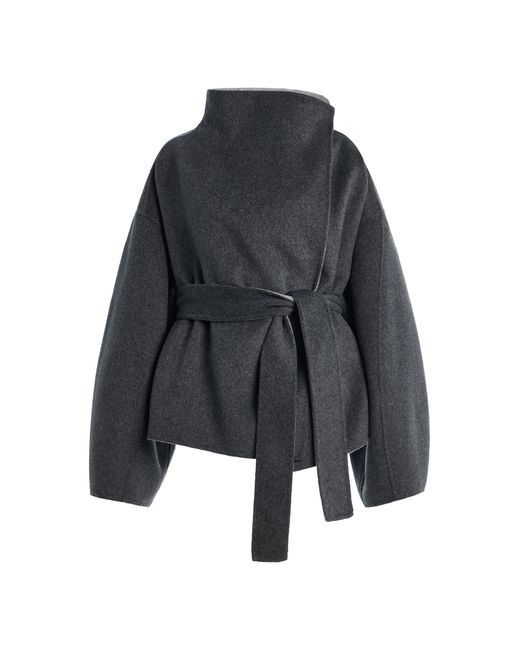 Frankie Shop Black Onelle Reversible Wool-blend Short Coat
