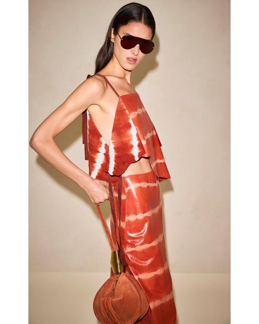 Alexis Red Gwyn Genuine Leather Midi Skirt