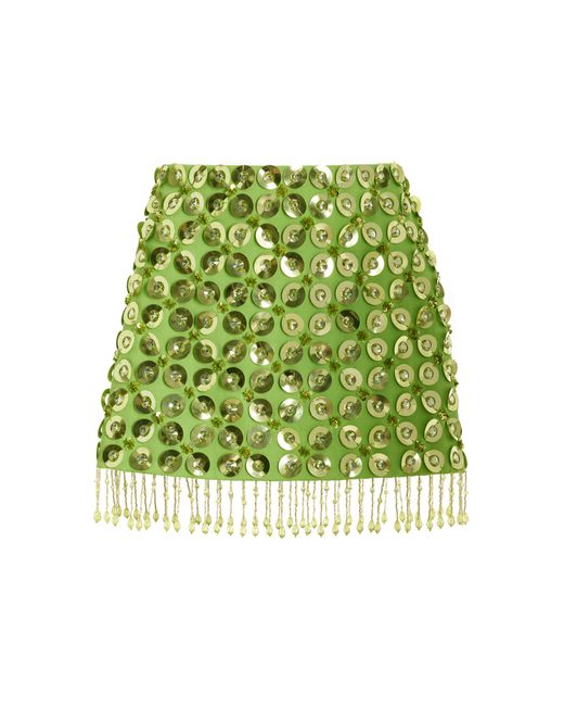 DES_PHEMMES Green Exclusive Embellished Cotton Mini Skirt