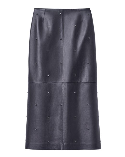 Lafayette 148 New York Blue Studded Leather Column Skirt