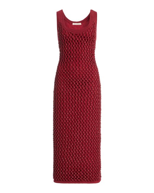DIOTIMA Red Exclusive Emin Crystal-Embellished Knit Midi Dress