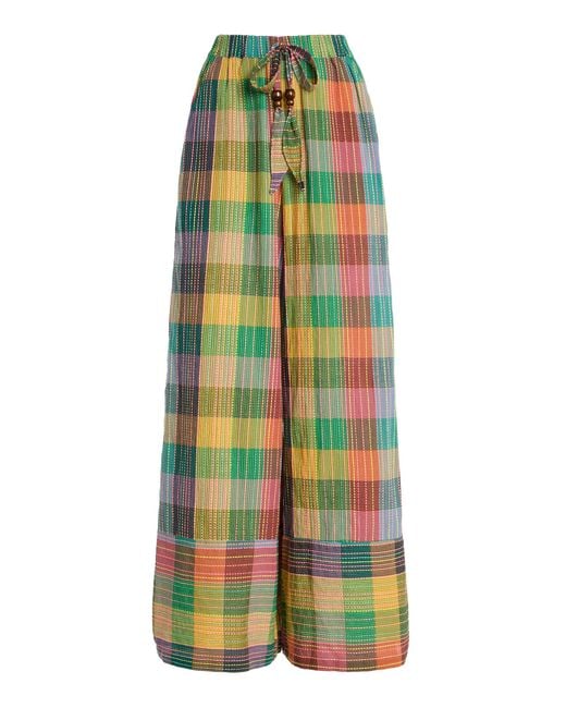 BOTEH Green Echo Cotton Wide-Leg Pants