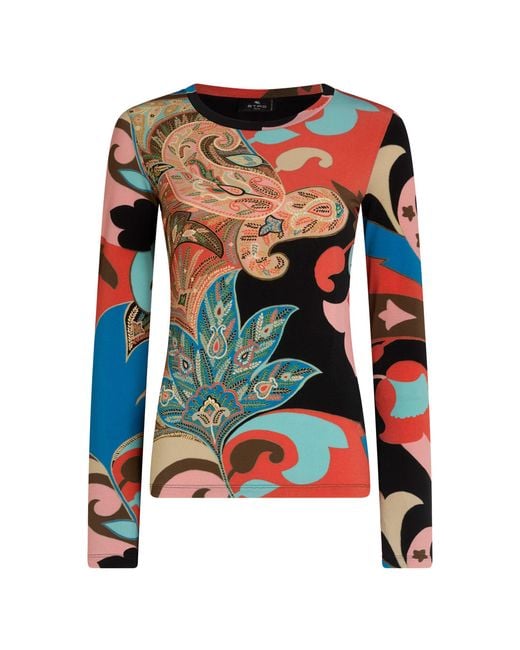 Etro Multicolor Printed Jersey Top