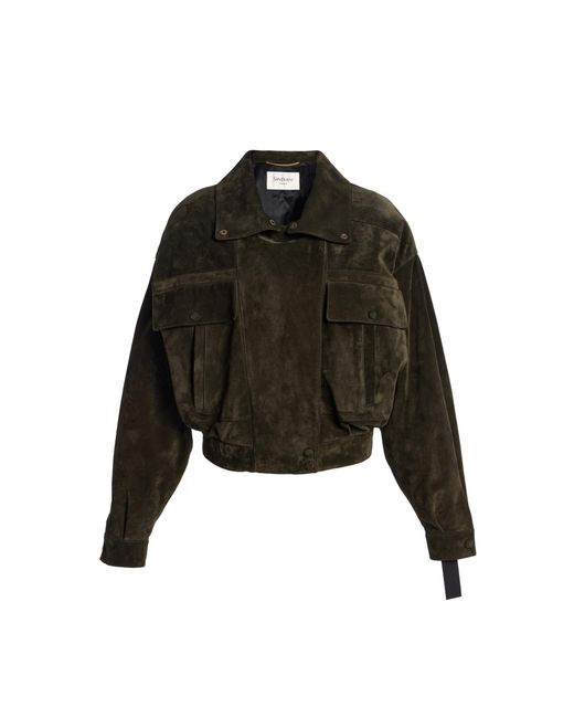 Saint Laurent Black Boxy Suede Jacket