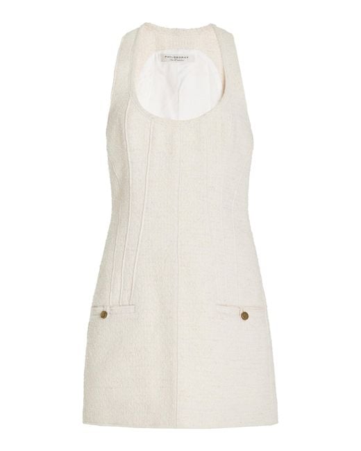 Philosophy Di Lorenzo Serafini White Boucle-tweed Mini Dress