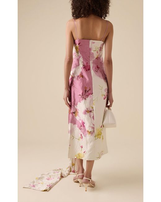 Erdem Pink Draped-Bow Midi Dress