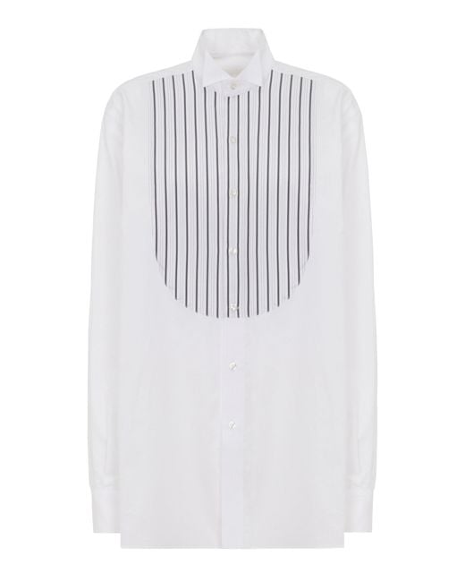 Ralph Lauren White Courtney Stripe-Paneled Cotton Shirt