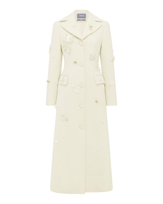 LEO LIN White Elara Embellished Tweed Coat