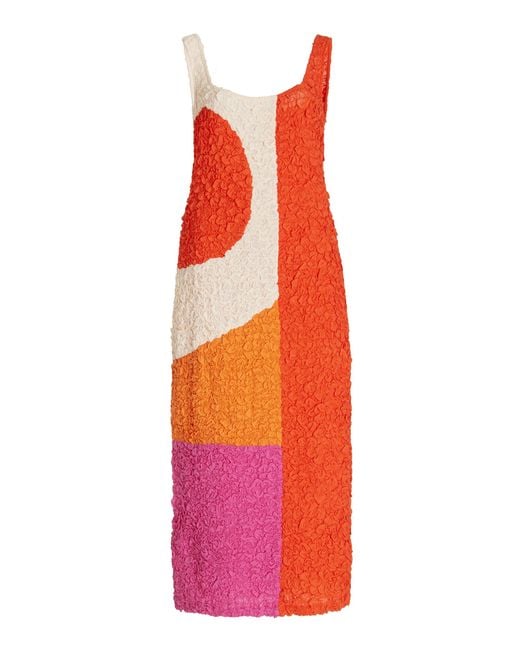 Mara Hoffman Red Sloan Colorblocked Midi Dress