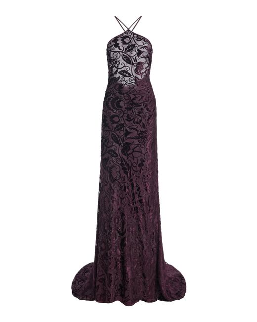 Wiederhoeft Purple Burnout Velvet Gown