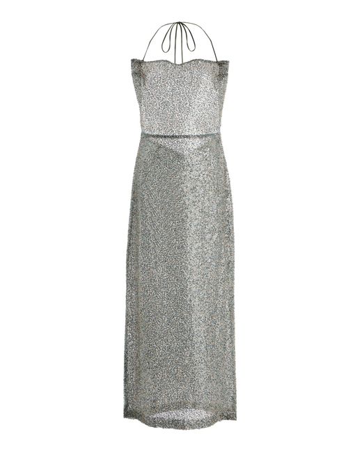 ILA THE BRAND Gray Anissa Sequined Midi Dress