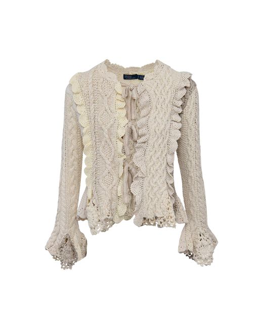 Polo Ralph Lauren White Tie-detailed Cotton-blend Cardigan
