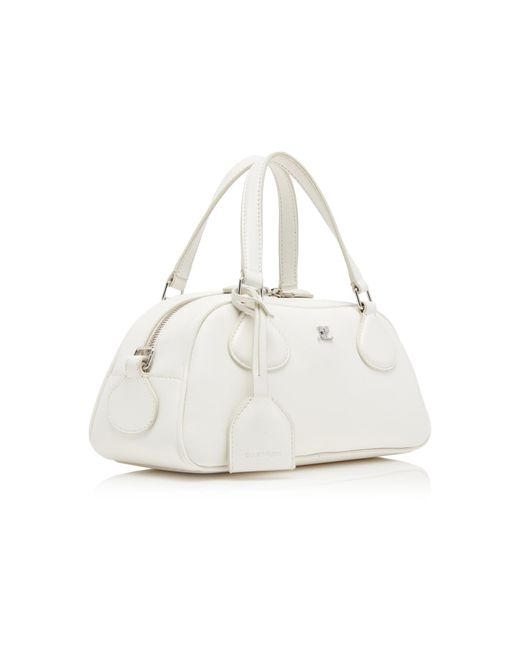 Courreges White Friday Leather Bowling Baguette Bag