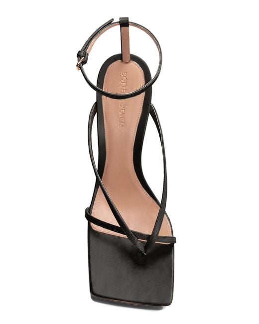 Bottega Veneta Black Lounge Leather Wedge Sandals