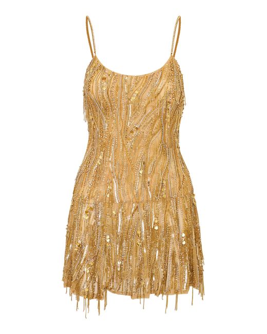LoveShackFancy Natural Kinna Embellished Mini Dress