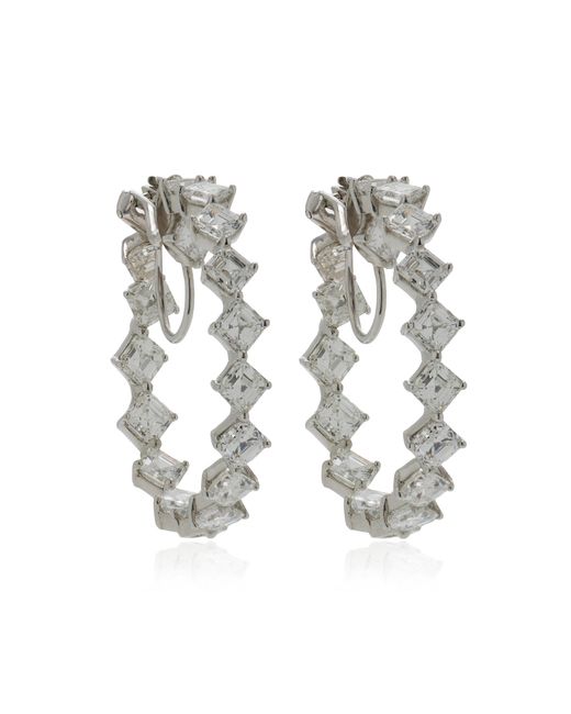 Gemella Jewels White Platinum Asscher Cut Diamond Hoops