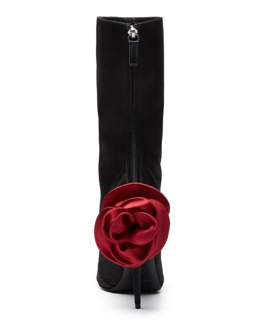 Magda Butrym Black Pointed Flower Satin Boots