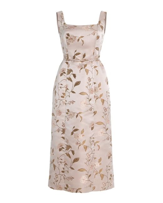 Staud Natural Zoe Jacquard Midi Dress