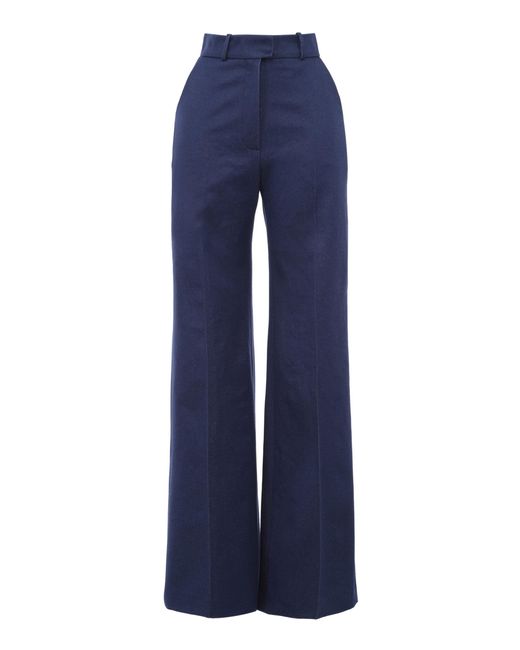 Martin Grant Blue Sofia Cotton Wide Straight-leg Pants