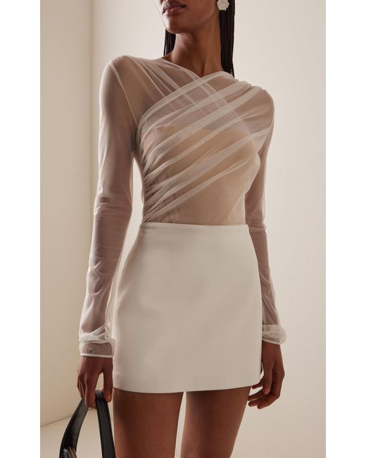 Nensi Dojaka White Tulle-Layered Bodysuit