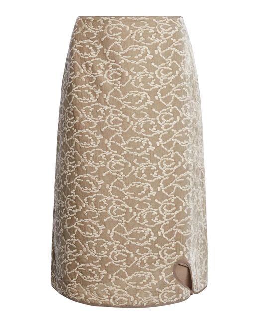 Christopher Esber Natural Embroidered Velvet Silk Midi Skirt