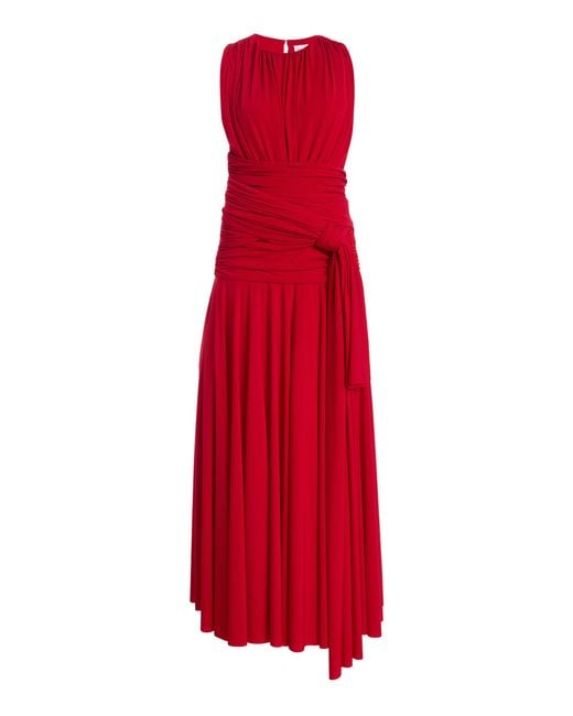 Brandon Maxwell Red The Isadora Draped Jersey Maxi Dress