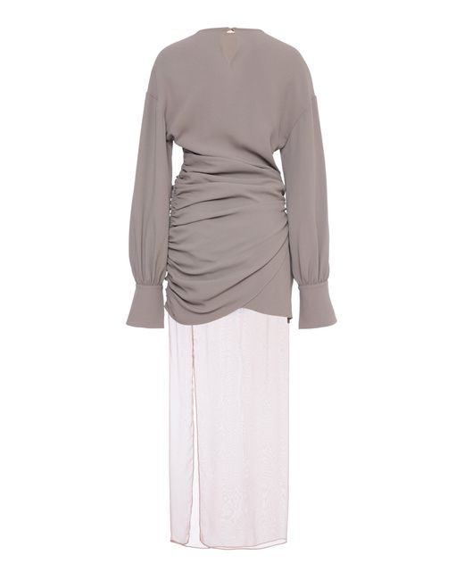 Nensi Dojaka White Drop-Waist Midi Dress