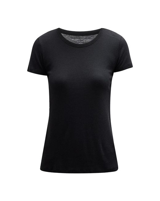Majestic Filatures Black Stretch-Cotton Top