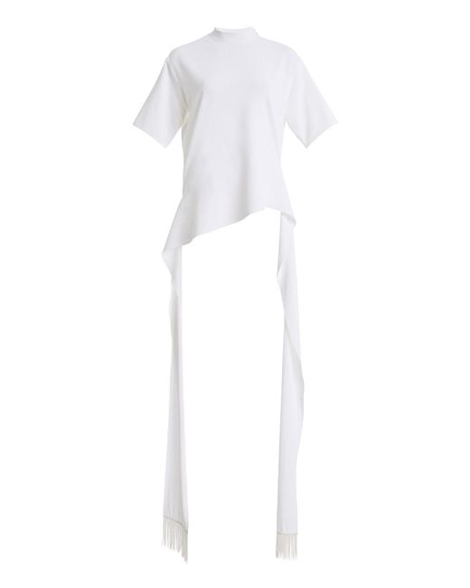 Brandon Maxwell White The Winnie Tie-Detailed Jersey T-Shirt