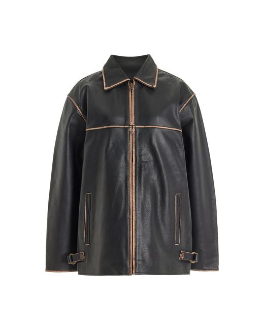 Worn Vintage Black Faded Leather Jacket