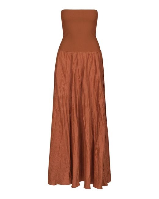 Johanna Ortiz Brown Empowerment Movement Convertible Linen-Blend Maxi Dress